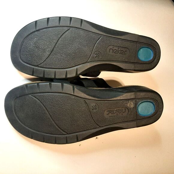 Rieker Antistress Sandal Womens 38 vegan leather and elastic cutout comfort shoe - Picture 4 of 7